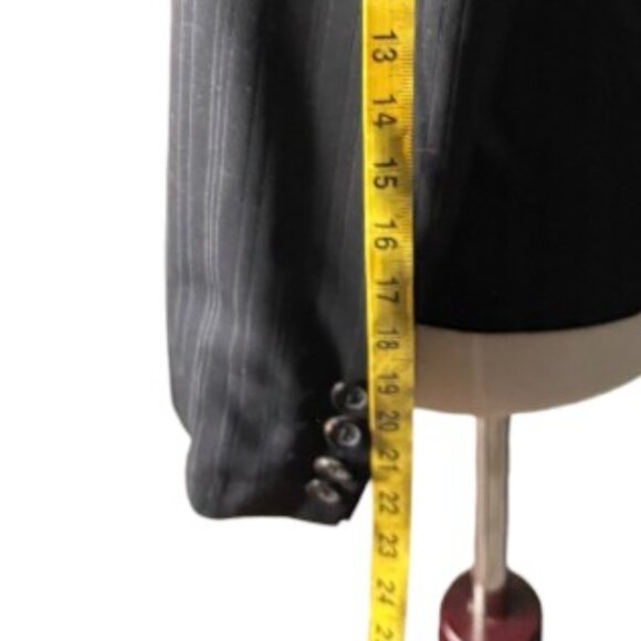 Escada Black Pinstripe Blazer Wool Silk Blend Size 34 - Picture 10 of 16